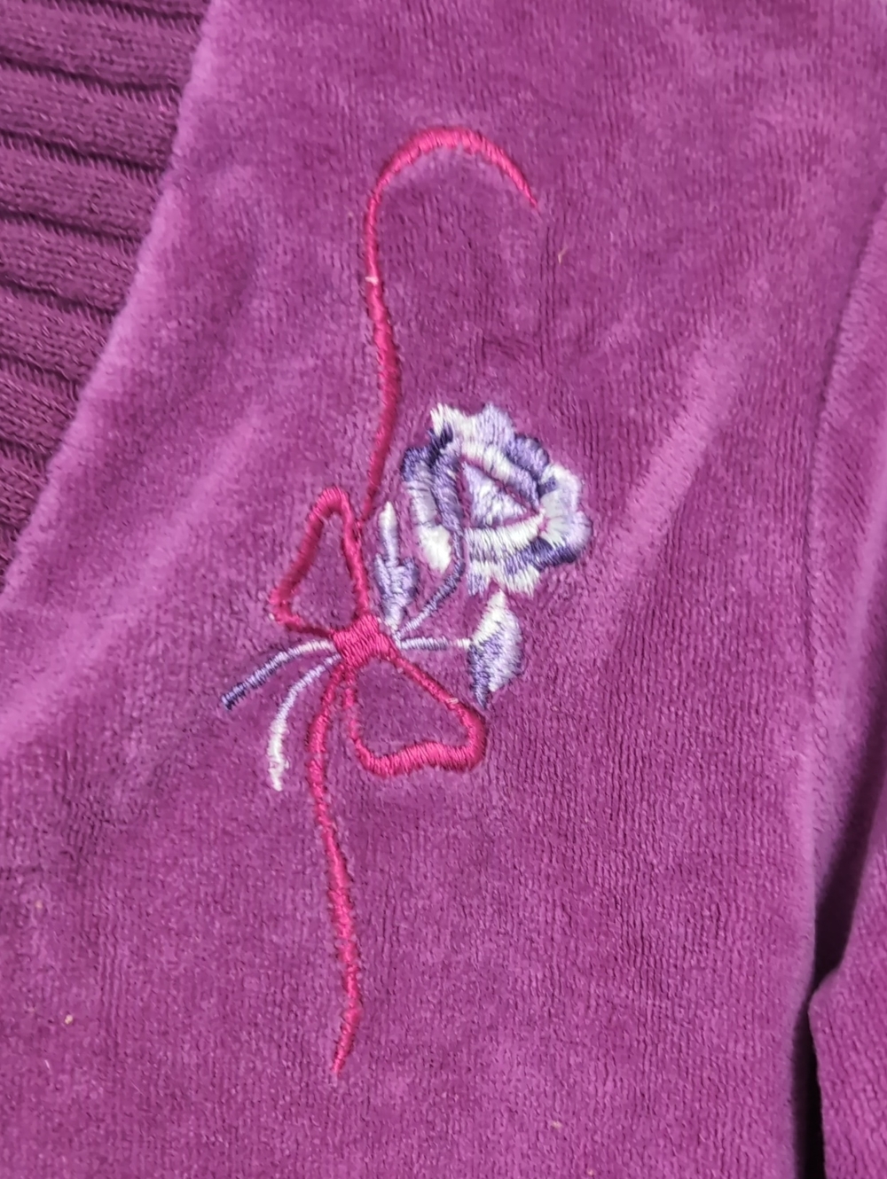 Vintage Sears Purple Terry Vneck Varsity Sweater Embroidered Size Medium - Picture 5 of 7